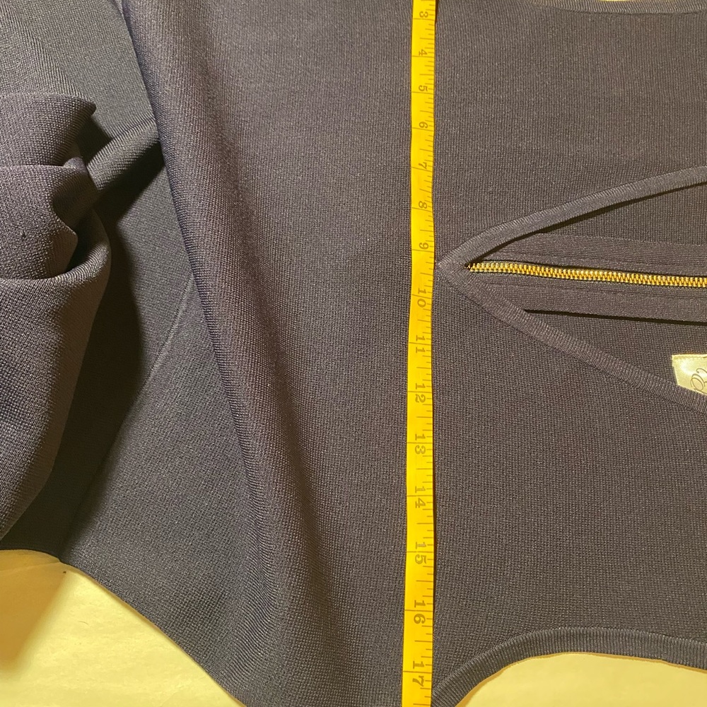 ELIZA J KNIT FIT & FLARE DRESS, SIZE L Navy Dark Blue Gold Zipper - Picture 14 of 15
